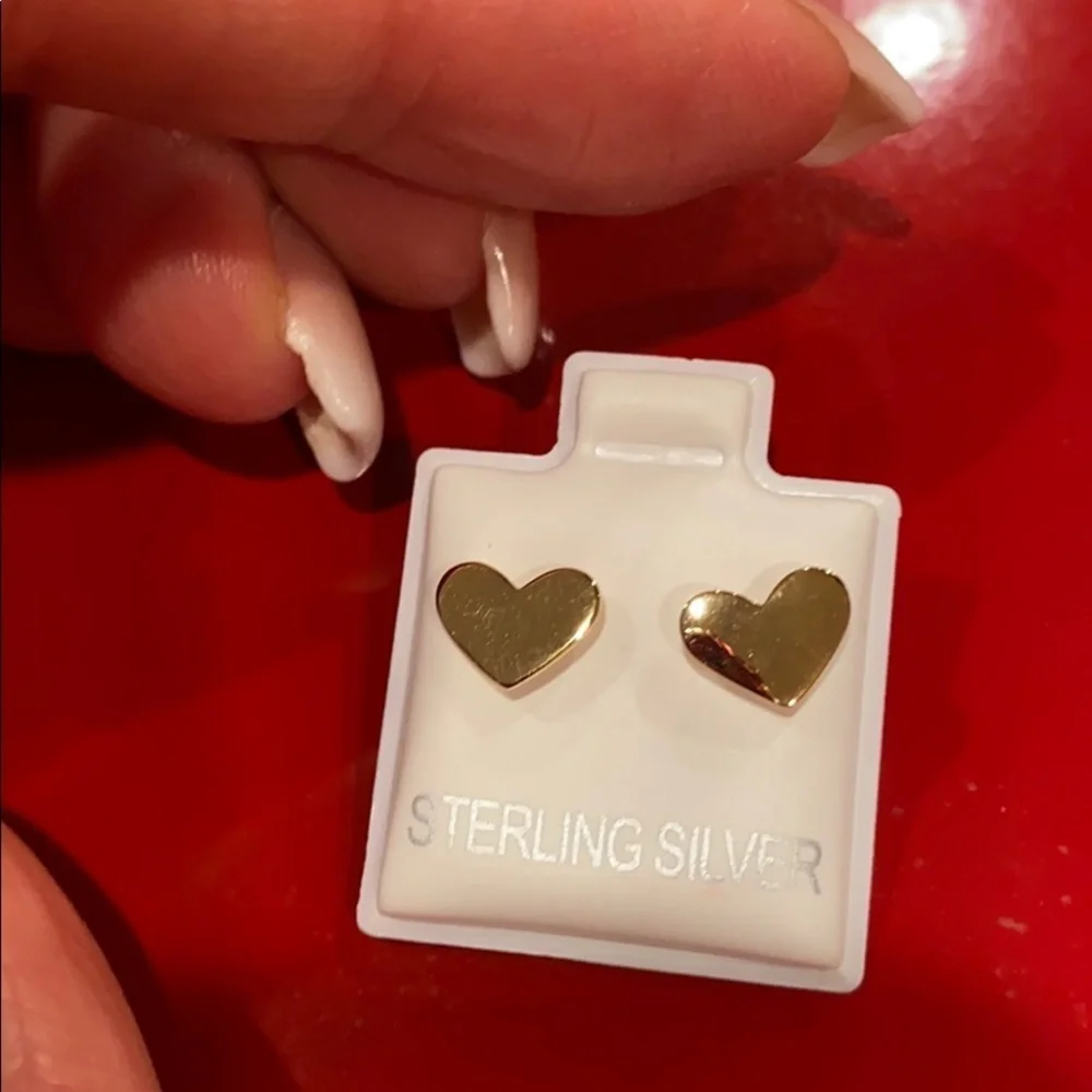 New Gold Plated Brass Heart Earrings